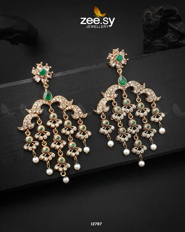 Hanging Earrings Golden Green Earrings - Zeesy Jewellery Pakistan | Premium Artificial & Imitation Jewellery