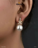 Nizha Earrings Golden White Earrings - Zeesy Jewellery Pakistan | Premium Artificial & Imitation Jewellery