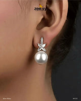 Nizha Earrings Silver White Earrings - Zeesy Jewellery Pakistan | Premium Artificial & Imitation Jewellery