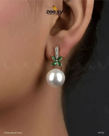 Nizha Earrings Golden Bottle Green Earrings - Zeesy Jewellery Pakistan | Premium Artificial & Imitation Jewellery