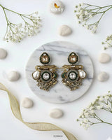 Regal Multi Baroque Drop Earrings Golden Green Earrings - Zeesy Jewellery Pakistan | Premium Artificial & Imitation Jewellery