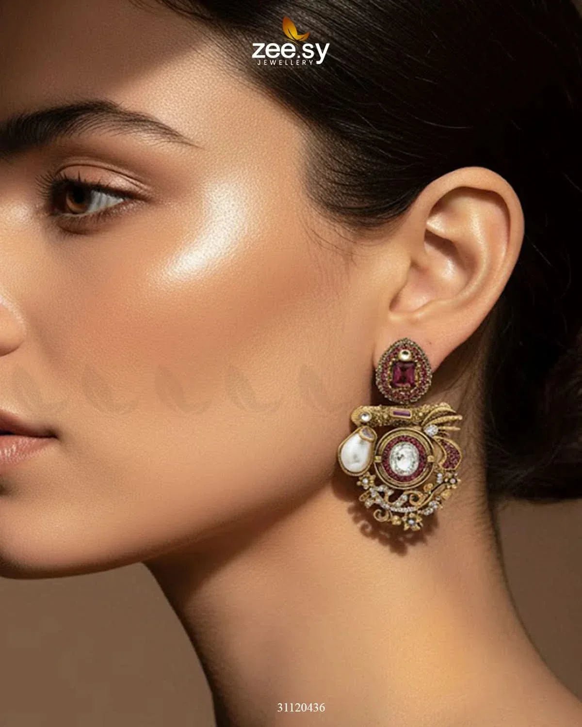 Regal Multi Baroque Drop Earrings Earrings - Zeesy Jewellery Pakistan | Premium Artificial & Imitation Jewellery