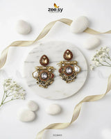 Regal Multi Baroque Drop Earrings Golden Champagne Earrings - Zeesy Jewellery Pakistan | Premium Artificial & Imitation Jewellery