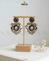 Regal Multi Baroque Drop Earrings Golden Blue Earrings - Zeesy Jewellery Pakistan | Premium Artificial & Imitation Jewellery