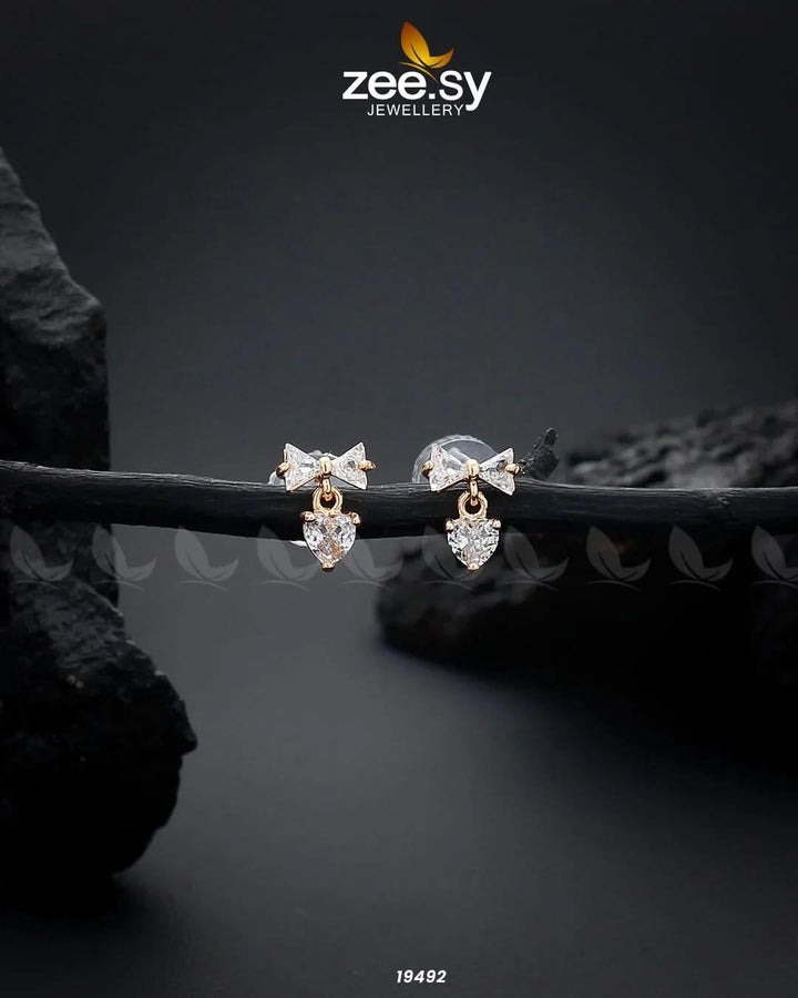 Crystal Bow Stud Earrings Golden Earrings - Zeesy Jewellery Pakistan | Premium Artificial & Imitation Jewellery