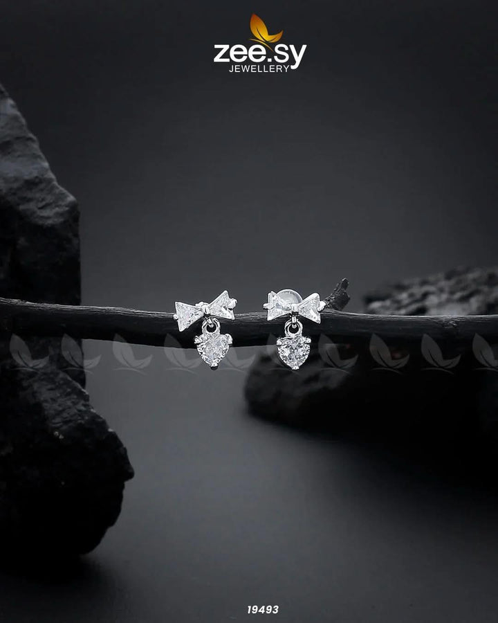Crystal Bow Stud Earrings Silver Earrings - Zeesy Jewellery Pakistan | Premium Artificial & Imitation Jewellery