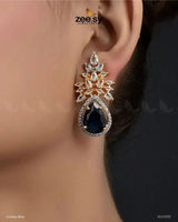 Ivy Earrings Golden Blue Earrings - Zeesy Jewellery Pakistan | Premium Artificial & Imitation Jewellery