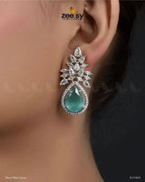 Ivy Earrings Silver Mint Green Earrings - Zeesy Jewellery Pakistan | Premium Artificial & Imitation Jewellery