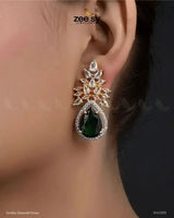 Ivy Earrings Golden Emerald Green Earrings - Zeesy Jewellery Pakistan | Premium Artificial & Imitation Jewellery