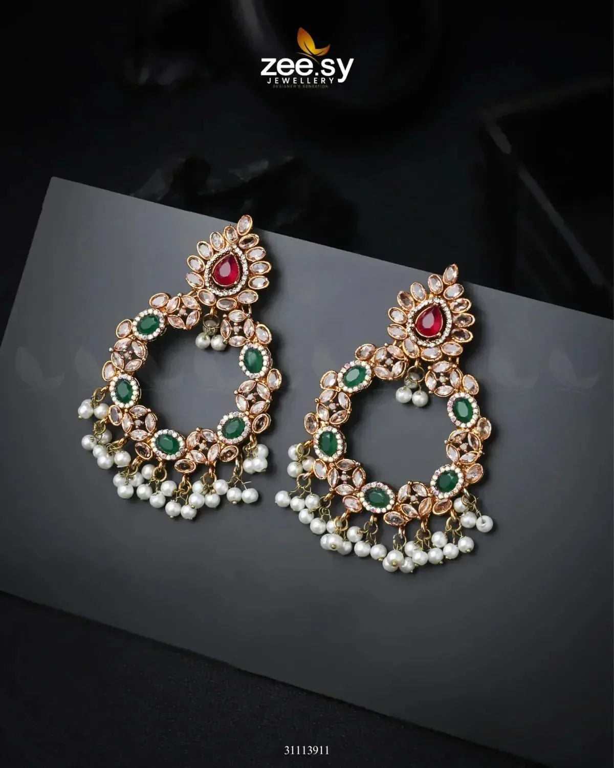 Anamta's Earrings Red & Green Earrings - Zeesy Jewellery Pakistan | Premium Artificial & Imitation Jewellery