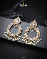 Anamta's Earrings Golden White Earrings - Zeesy Jewellery Pakistan | Premium Artificial & Imitation Jewellery