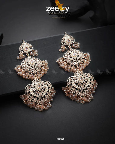 Keerthi's Earrings Golden Champagne Earrings - Zeesy Jewellery Pakistan | Premium Artificial & Imitation Jewellery