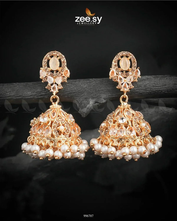 Kinzaa Earrings Golden Champagne Earrings - Zeesy Jewellery Pakistan | Premium Artificial & Imitation Jewellery