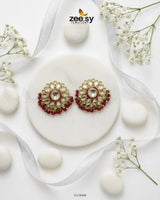 Wildflower Earrings Golden Red Earrings - Zeesy Jewellery Pakistan | Premium Artificial & Imitation Jewellery