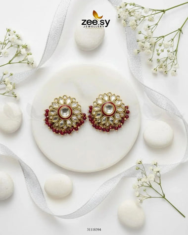 Wildflower Earrings Golden Red Earrings - Zeesy Jewellery Pakistan | Premium Artificial & Imitation Jewellery