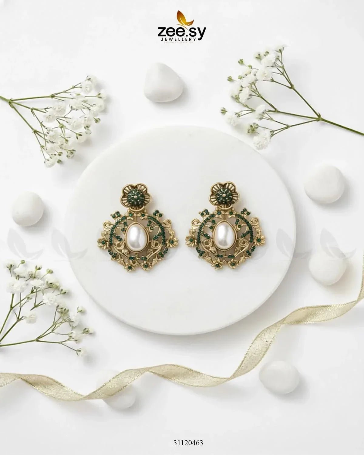 Opulent Baroque Floral Earrings Earrings - Zeesy Jewellery Pakistan | Premium Artificial & Imitation Jewellery