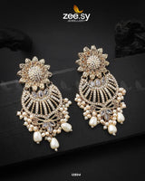 Arri Earrings Golden White Earrings - Zeesy Jewellery Pakistan | Premium Artificial & Imitation Jewellery