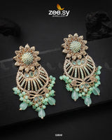 Arri Earrings Golden Mint Green Earrings - Zeesy Jewellery Pakistan | Premium Artificial & Imitation Jewellery
