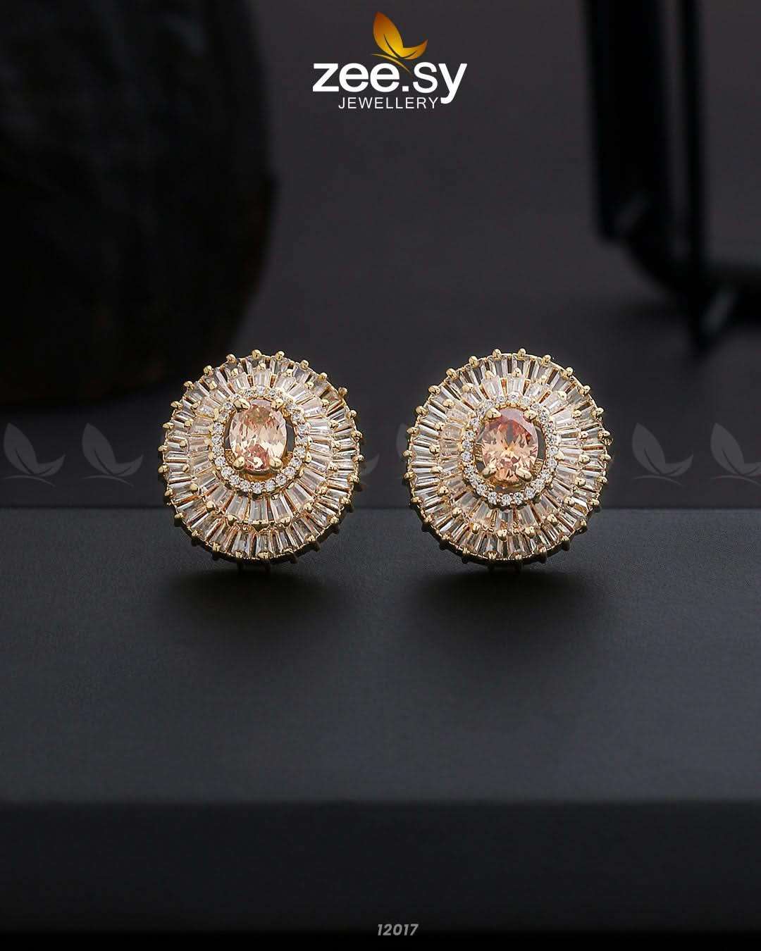 Earrings-0872 Golden Champagne Earrings - Zeesy Jewellery Pakistan | Premium Artificial & Imitation Jewellery