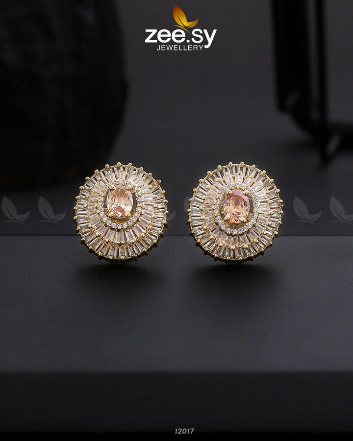 Earrings-0872 Golden Champagne Earrings - Zeesy Jewellery Pakistan | Premium Artificial & Imitation Jewellery