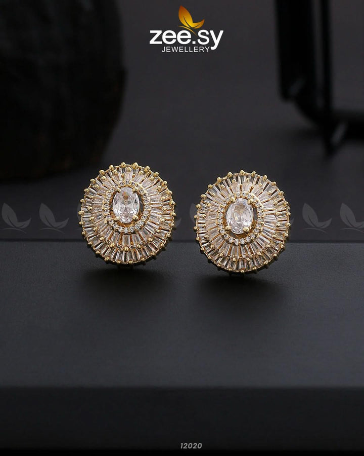 Earrings-0872 Golden White Earrings - Zeesy Jewellery Pakistan | Premium Artificial & Imitation Jewellery