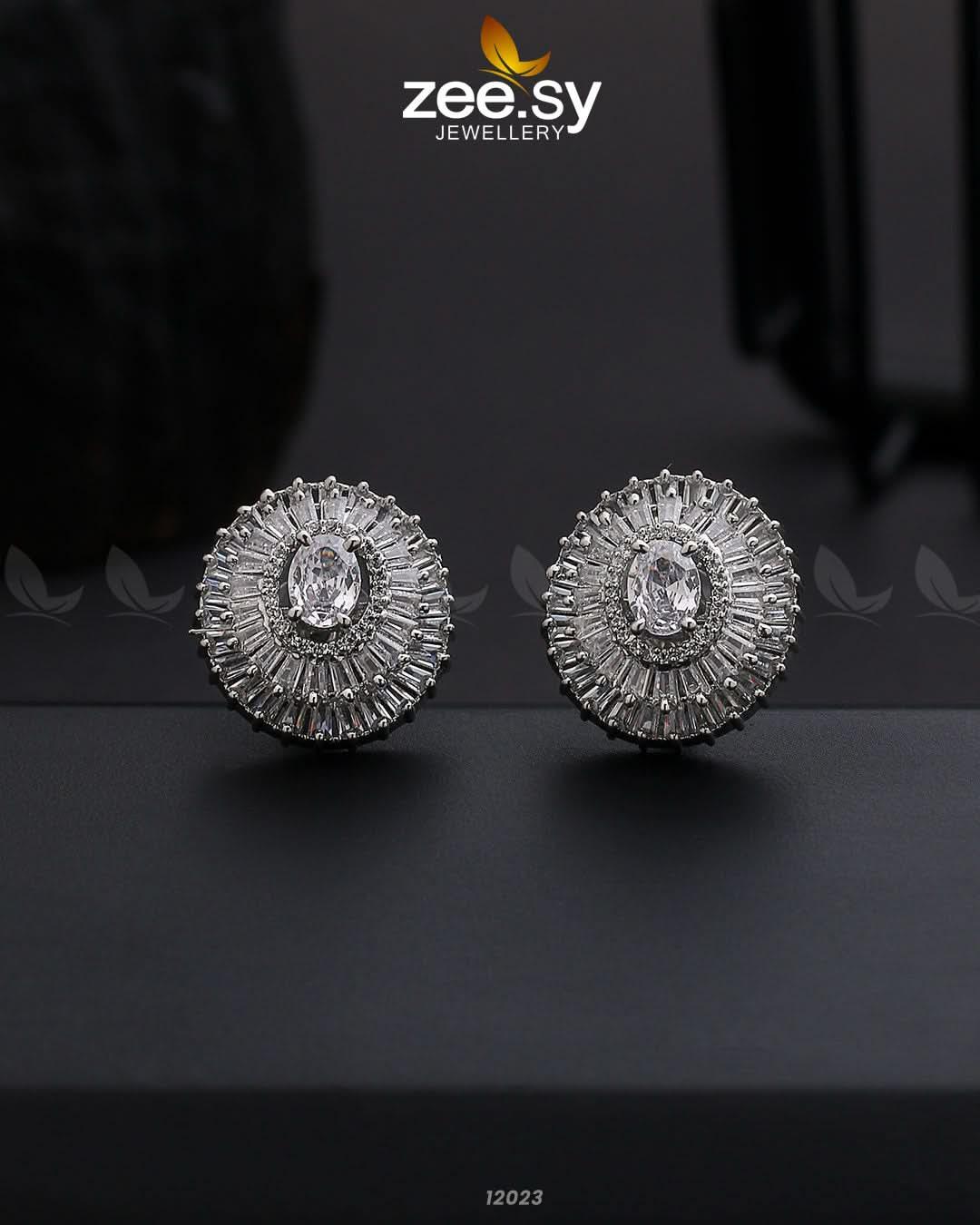 Earrings-0872 Silver White Earrings - Zeesy Jewellery Pakistan | Premium Artificial & Imitation Jewellery