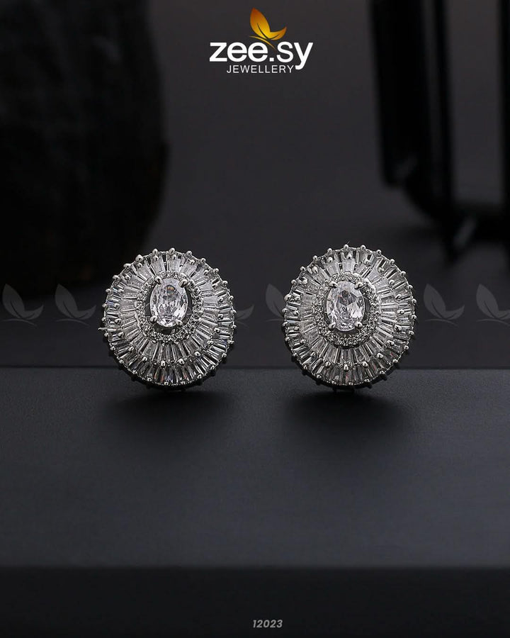 Earrings-0872 Silver White Earrings - Zeesy Jewellery Pakistan | Premium Artificial & Imitation Jewellery