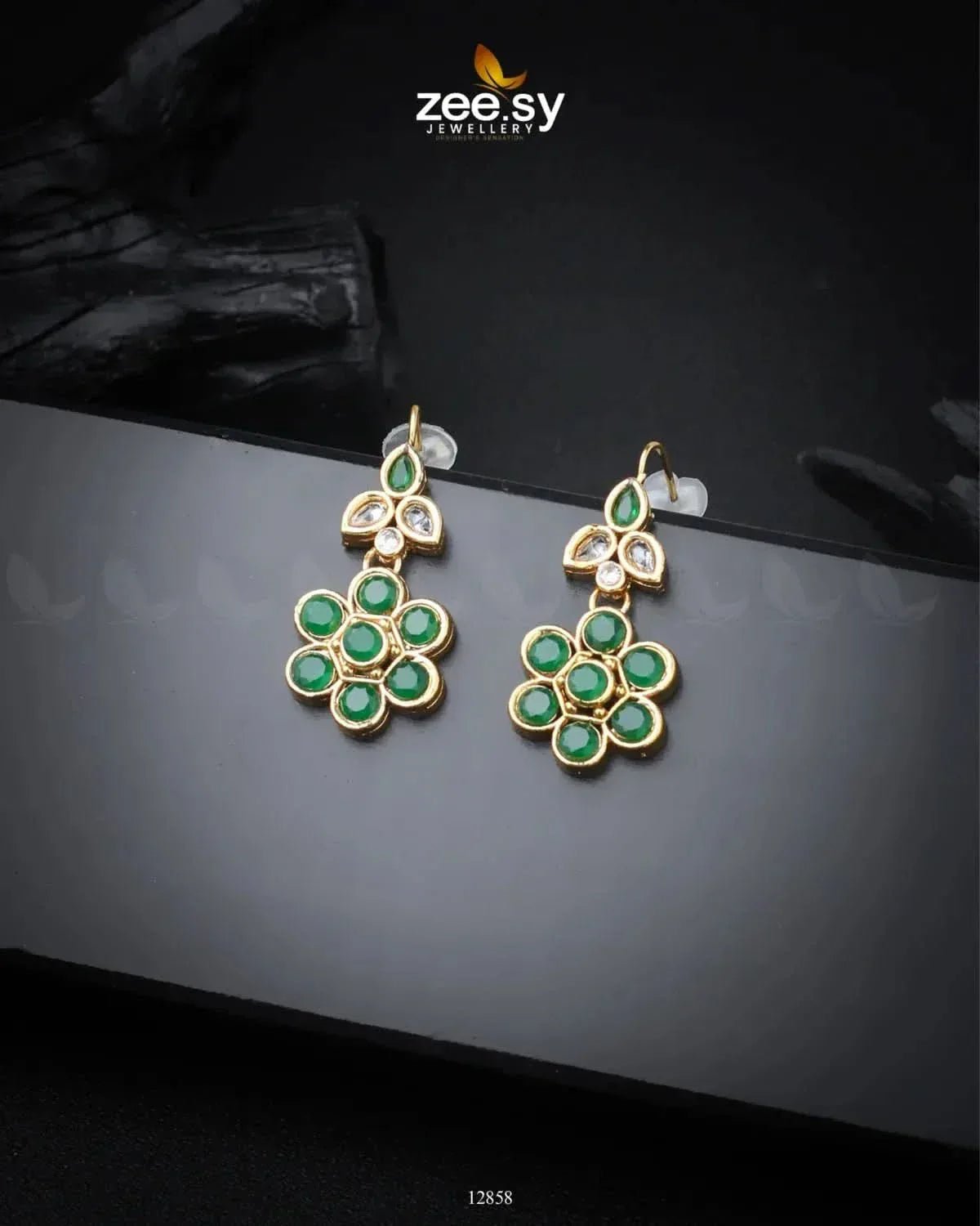 Primrose Earrings Golden Green Earrings - Zeesy Jewellery Pakistan | Premium Artificial & Imitation Jewellery