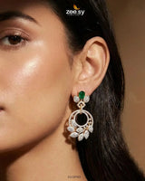 Golden Royal Round Zirconia Earrings Earrings - Zeesy Jewellery Pakistan | Premium Artificial & Imitation Jewellery