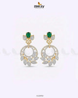 Golden Royal Round Zirconia Earrings Golden Green Earrings - Zeesy Jewellery Pakistan | Premium Artificial & Imitation Jewellery