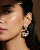 Golden Royal Round Zirconia Earrings Earrings - Zeesy Jewellery Pakistan | Premium Artificial & Imitation Jewellery