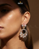 Golden Royal Round Zirconia Earrings Earrings - Zeesy Jewellery Pakistan | Premium Artificial & Imitation Jewellery
