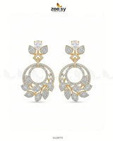 Golden Royal Round Zirconia Earrings Golden White Earrings - Zeesy Jewellery Pakistan | Premium Artificial & Imitation Jewellery
