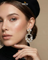 Golden Royal Round Zirconia Earrings Earrings - Zeesy Jewellery Pakistan | Premium Artificial & Imitation Jewellery