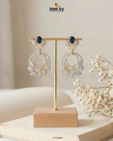Golden Royal Round Zirconia Earrings Earrings - Zeesy Jewellery Pakistan | Premium Artificial & Imitation Jewellery