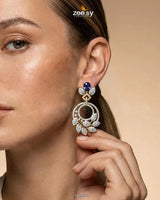 Golden Royal Round Zirconia Earrings Earrings - Zeesy Jewellery Pakistan | Premium Artificial & Imitation Jewellery