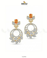Golden Royal Round Zirconia Earrings Golden Champagne Earrings - Zeesy Jewellery Pakistan | Premium Artificial & Imitation Jewellery