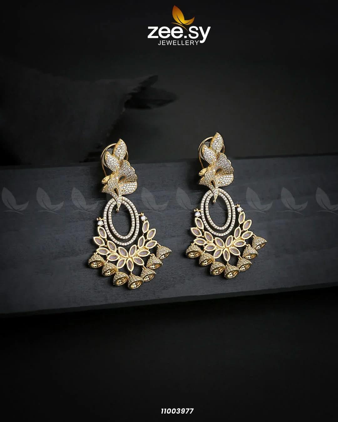 EARRINGS-0561 Golden Mint Pint Earrings - Zeesy Jewellery Pakistan | Premium Artificial & Imitation Jewellery