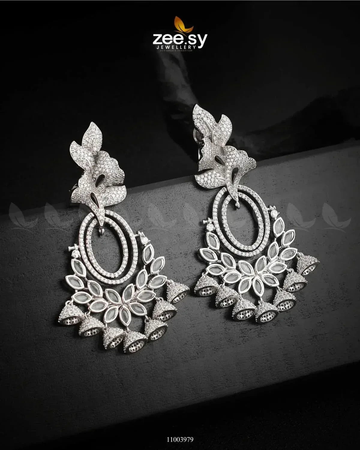 EARRINGS-0561 Silver White Earrings - Zeesy Jewellery Pakistan | Premium Artificial & Imitation Jewellery