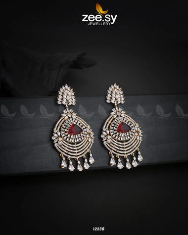 EARRINGS-0559 Golden Red Earrings - Zeesy Jewellery Pakistan | Premium Artificial & Imitation Jewellery