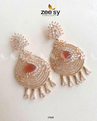 EARRINGS-0559 Golden Champagne Earrings - Zeesy Jewellery Pakistan | Premium Artificial & Imitation Jewellery