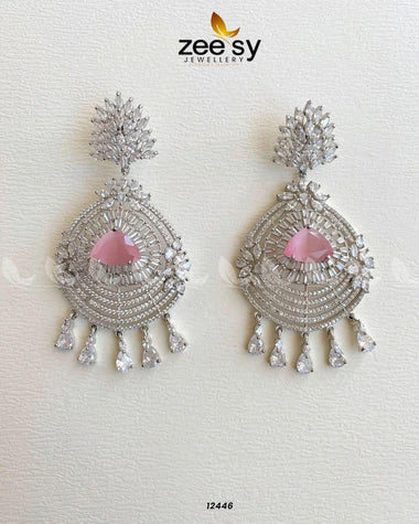 EARRINGS-0559 Silver Pink Earrings - Zeesy Jewellery Pakistan | Premium Artificial & Imitation Jewellery