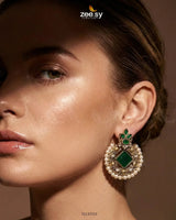 Bella Round Bold Stone Earrings Earrings - Zeesy Jewellery Pakistan | Premium Artificial & Imitation Jewellery