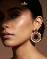 Bella Round Bold Stone Earrings Earrings - Zeesy Jewellery Pakistan | Premium Artificial & Imitation Jewellery