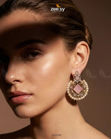 Bella Round Bold Stone Earrings Earrings - Zeesy Jewellery Pakistan | Premium Artificial & Imitation Jewellery
