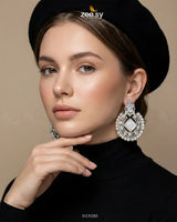 Bella Round Bold Stone Earrings Earrings - Zeesy Jewellery Pakistan | Premium Artificial & Imitation Jewellery