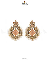 Bella Round Bold Stone Earrings Golden Champagne Earrings - Zeesy Jewellery Pakistan | Premium Artificial & Imitation Jewellery
