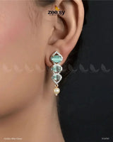 Eeshta Earrings Golden Mint Green Earrings - Zeesy Jewellery Pakistan