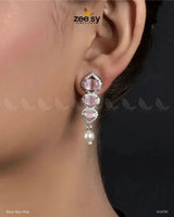 Eeshta Earrings Silver Mint Pink Earrings - Zeesy Jewellery Pakistan