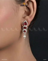 Eeshta Earrings Silver Fuchsia Earrings - Zeesy Jewellery Pakistan